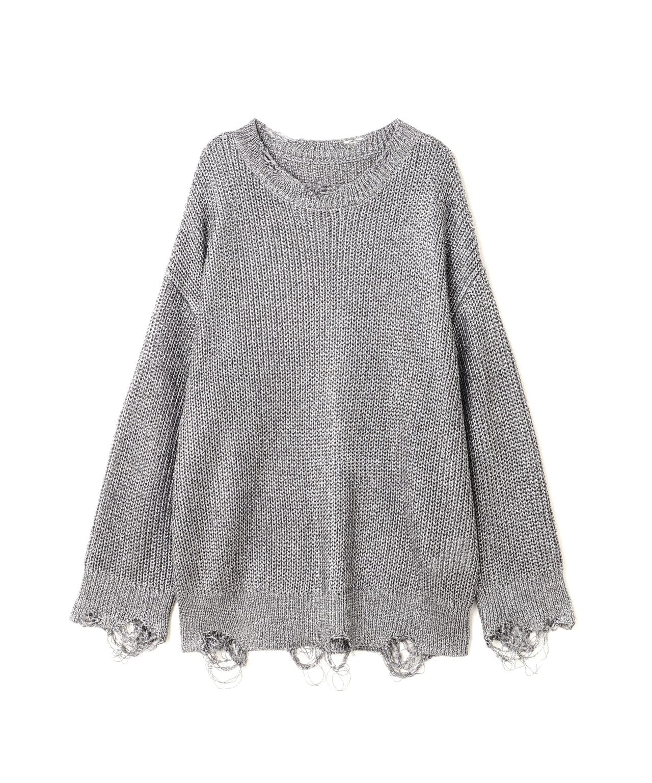 NOUNLESS(ナウンレス)SHINY FOIL GRUNGE KNIT