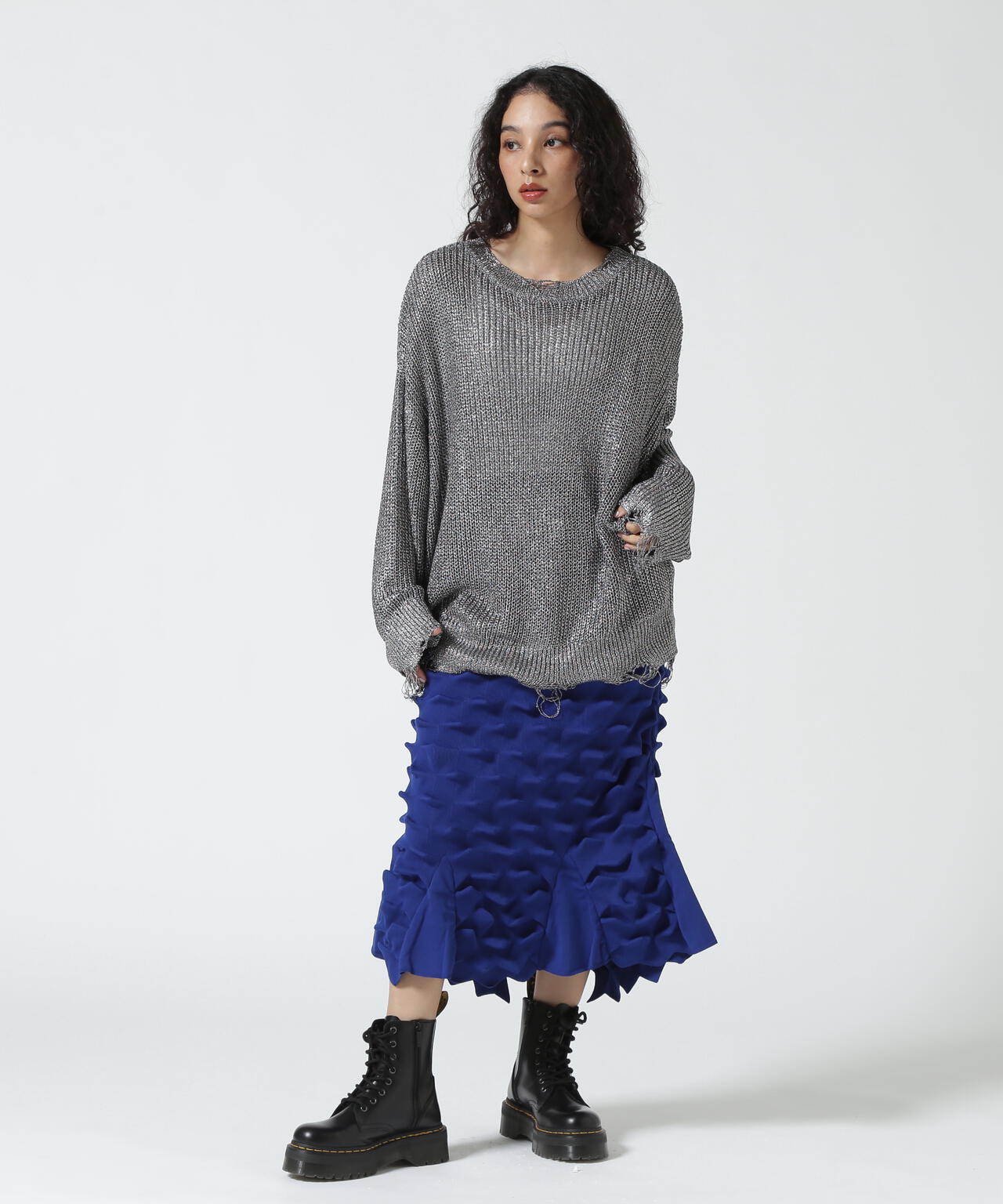 NOUNLESS(ナウンレス)SHINY FOIL GRUNGE KNIT