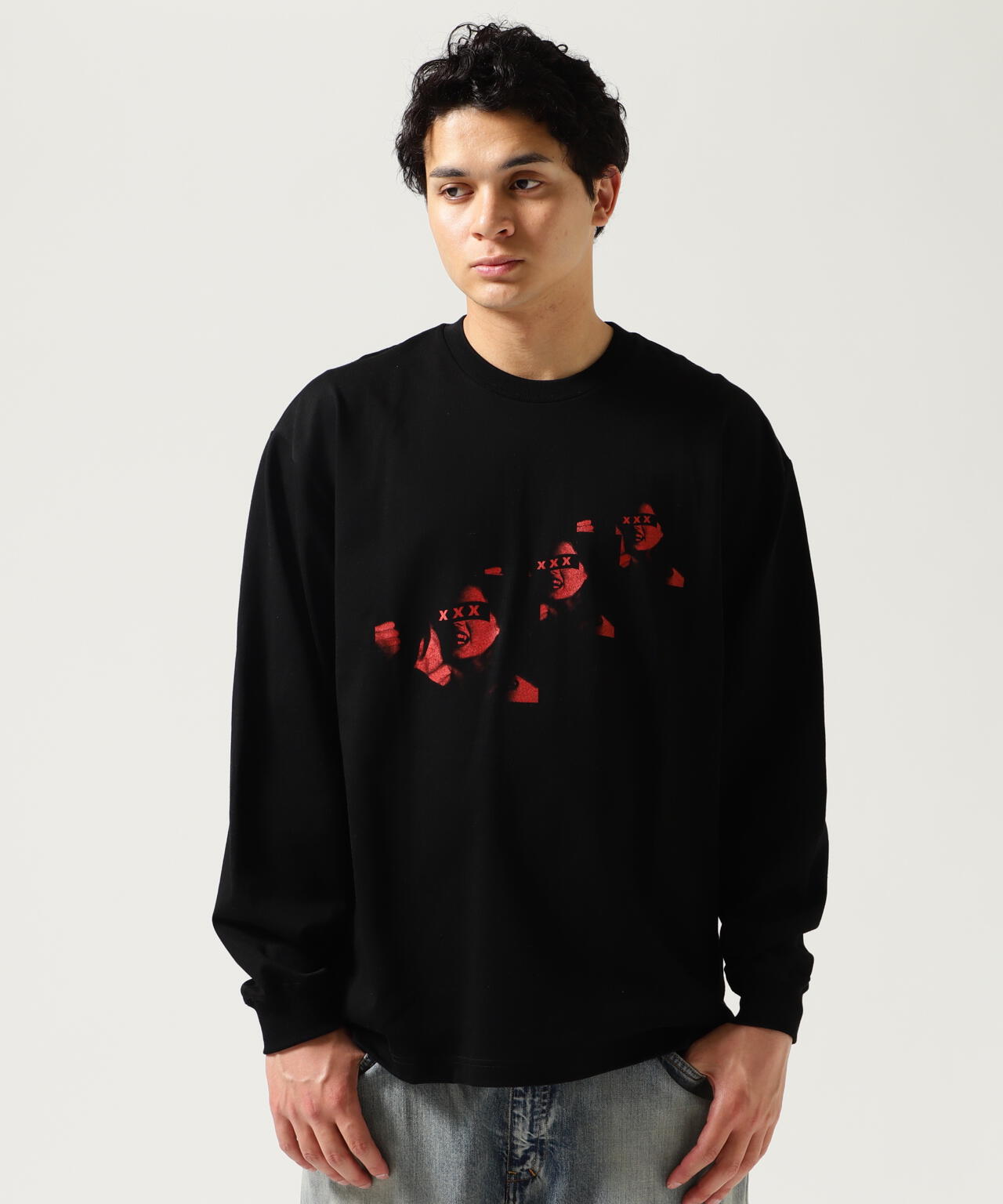 GOD SELECTION XXX/3 FACE LONG SLEEVE T-SHIRT