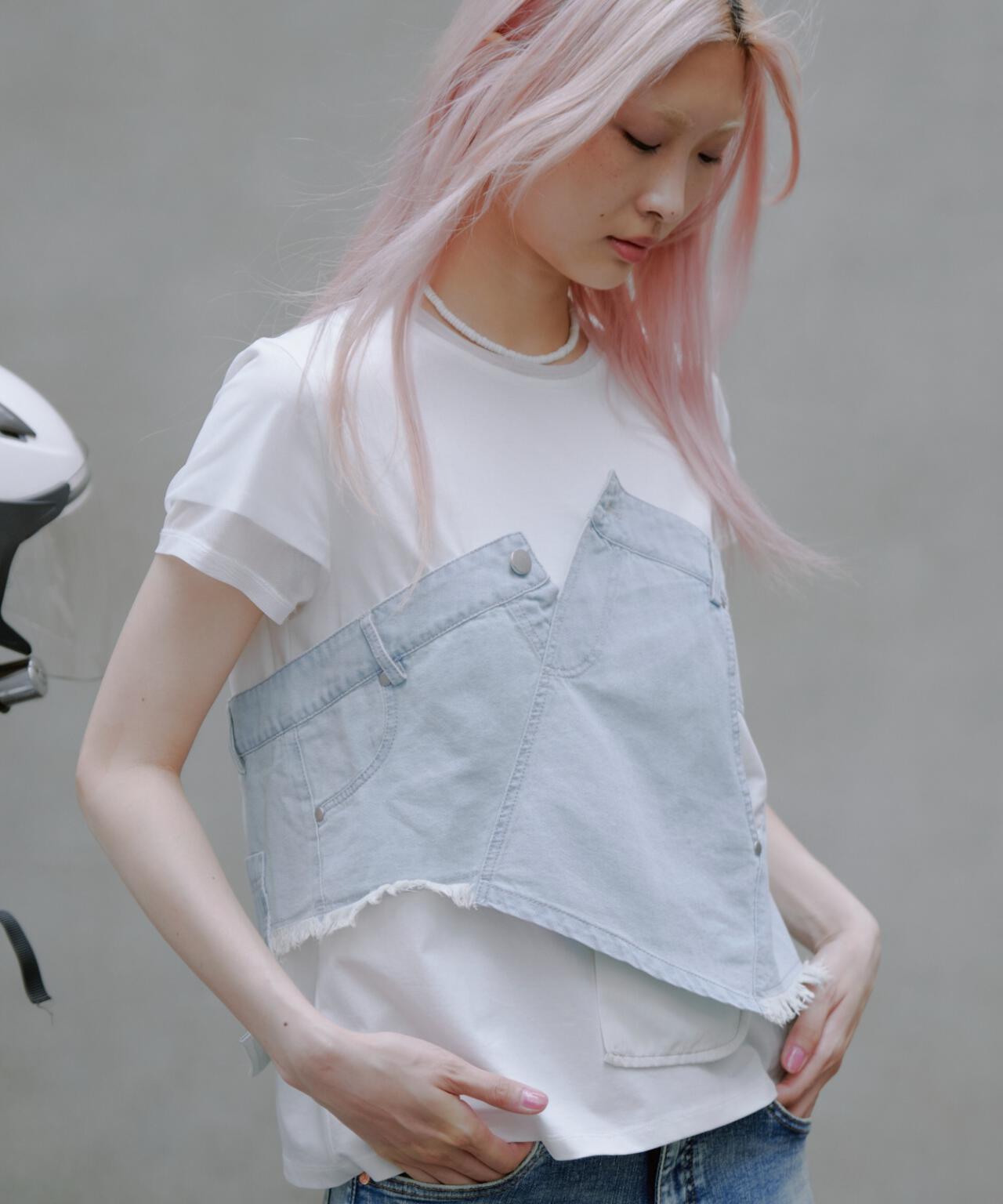 AULA AILA(アウラ アイラ)別注デニムレイヤードTシャツ