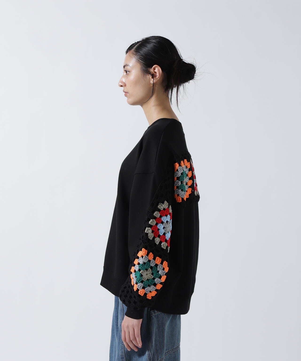 DISCOVERED(ディスカバード) 別注 CROCHET SLEEVE SWEAT WOMEN