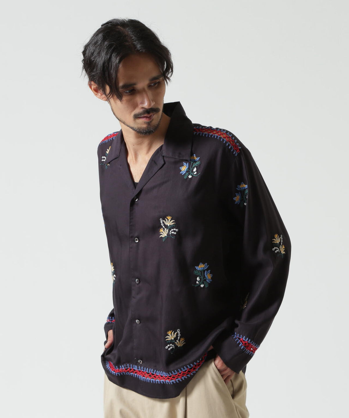 LEIN(リーン)フラワー刺繍クロシェジョイントシャツ