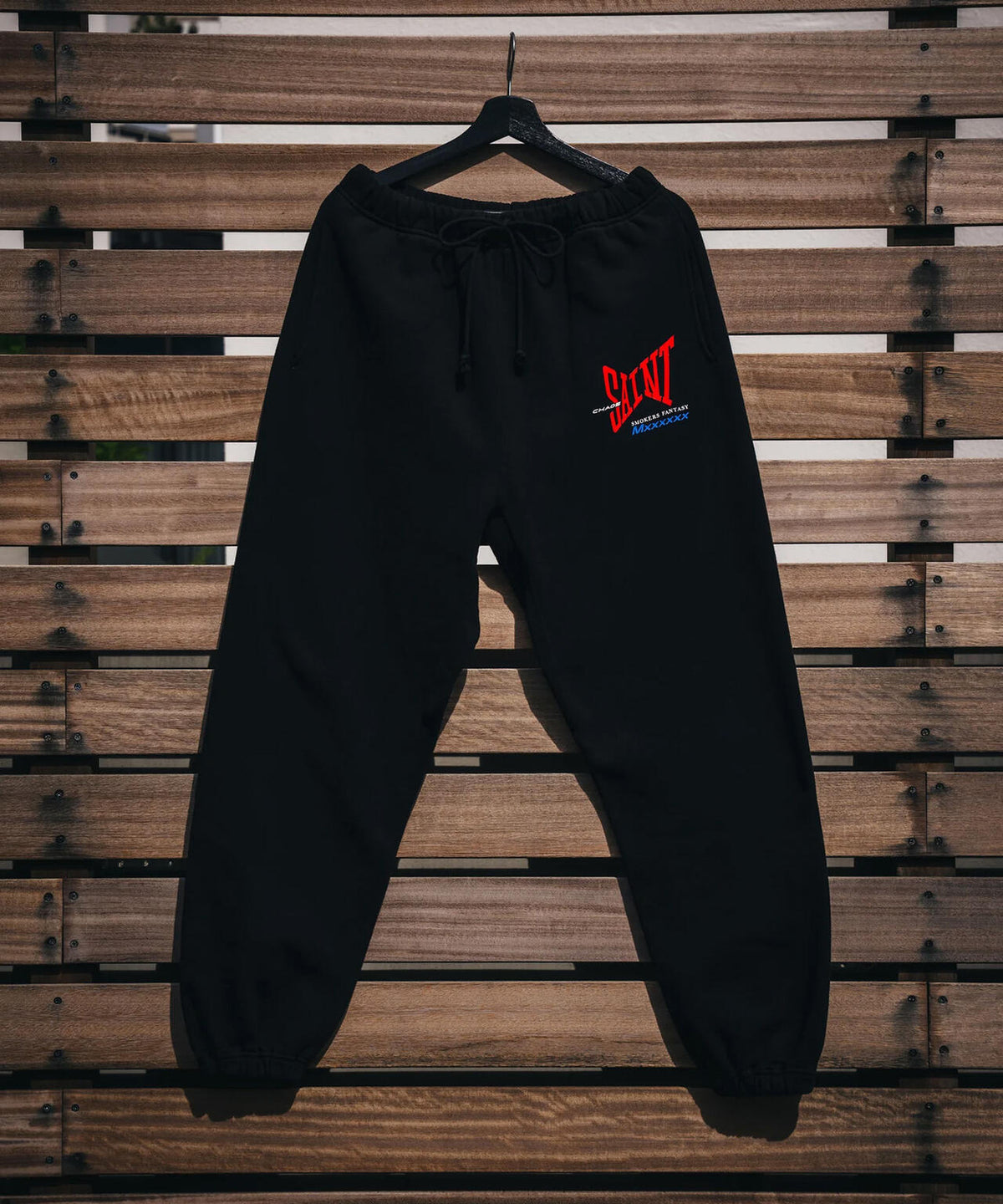 SAINT MICHAEL/セントマイケル/SWEAT PANTS/RIBON SAINT/BLACK