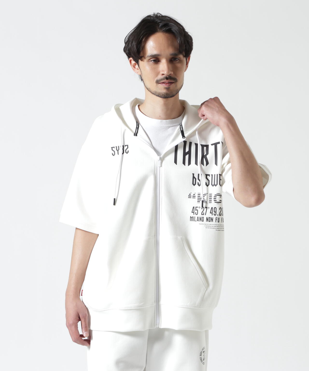 SY32 by SWEET YEARS /エスワイサーティトゥ バイ スィートイヤーズ/ACTIVE S/S ZIP HOODIE