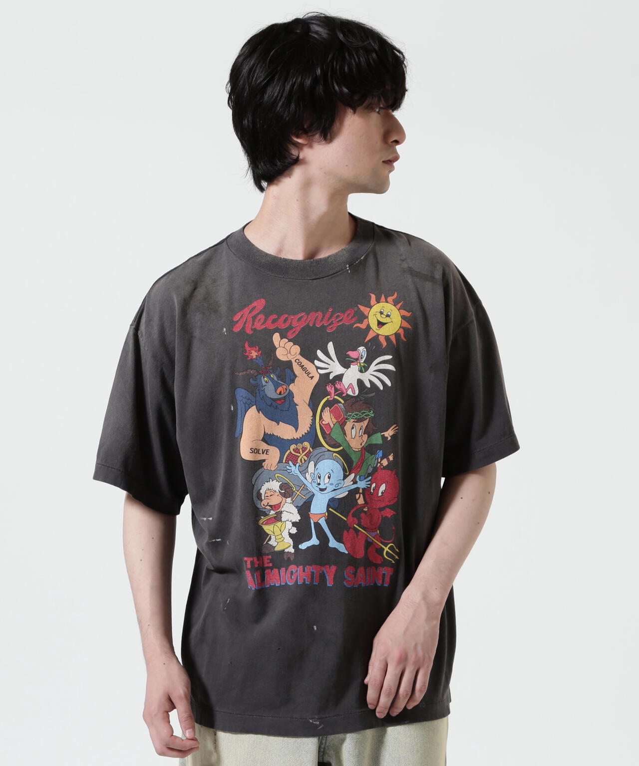 SAINT MICHAEL/セントマイケル/SS T-SHIRT/ALMITHY SAINT/BLACK