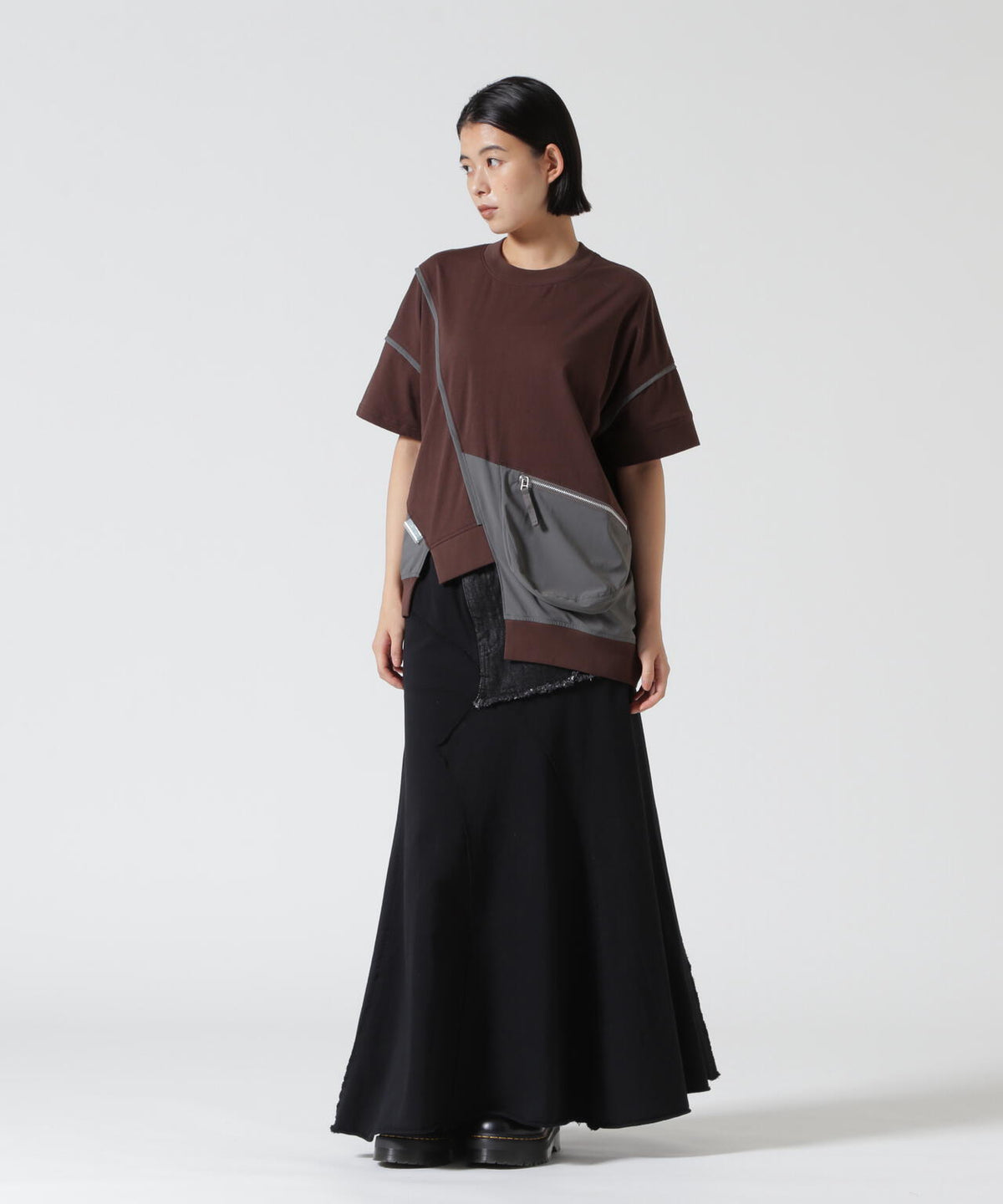 AULA AILA/アウラアイラ/DENIM SWEAT DOCKING FLARE SKIRT