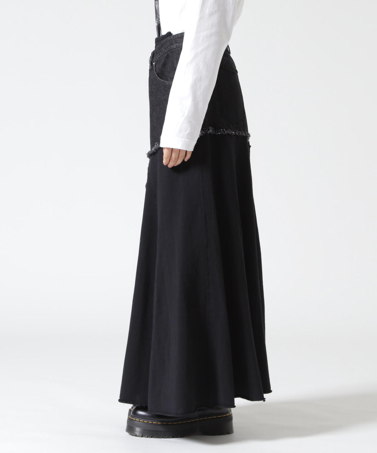 AULA AILA/アウラアイラ/DENIM SWEAT DOCKING FLARE SKIRT