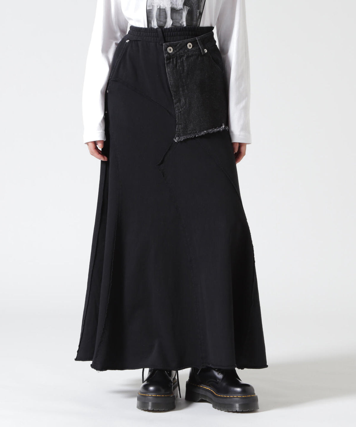 AULA AILA/アウラアイラ/DENIM SWEAT DOCKING FLARE SKIRT