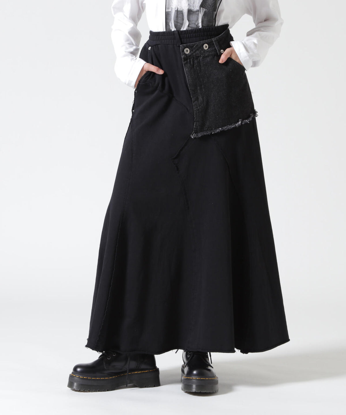 AULA AILA/アウラアイラ/DENIM SWEAT DOCKING FLARE SKIRT