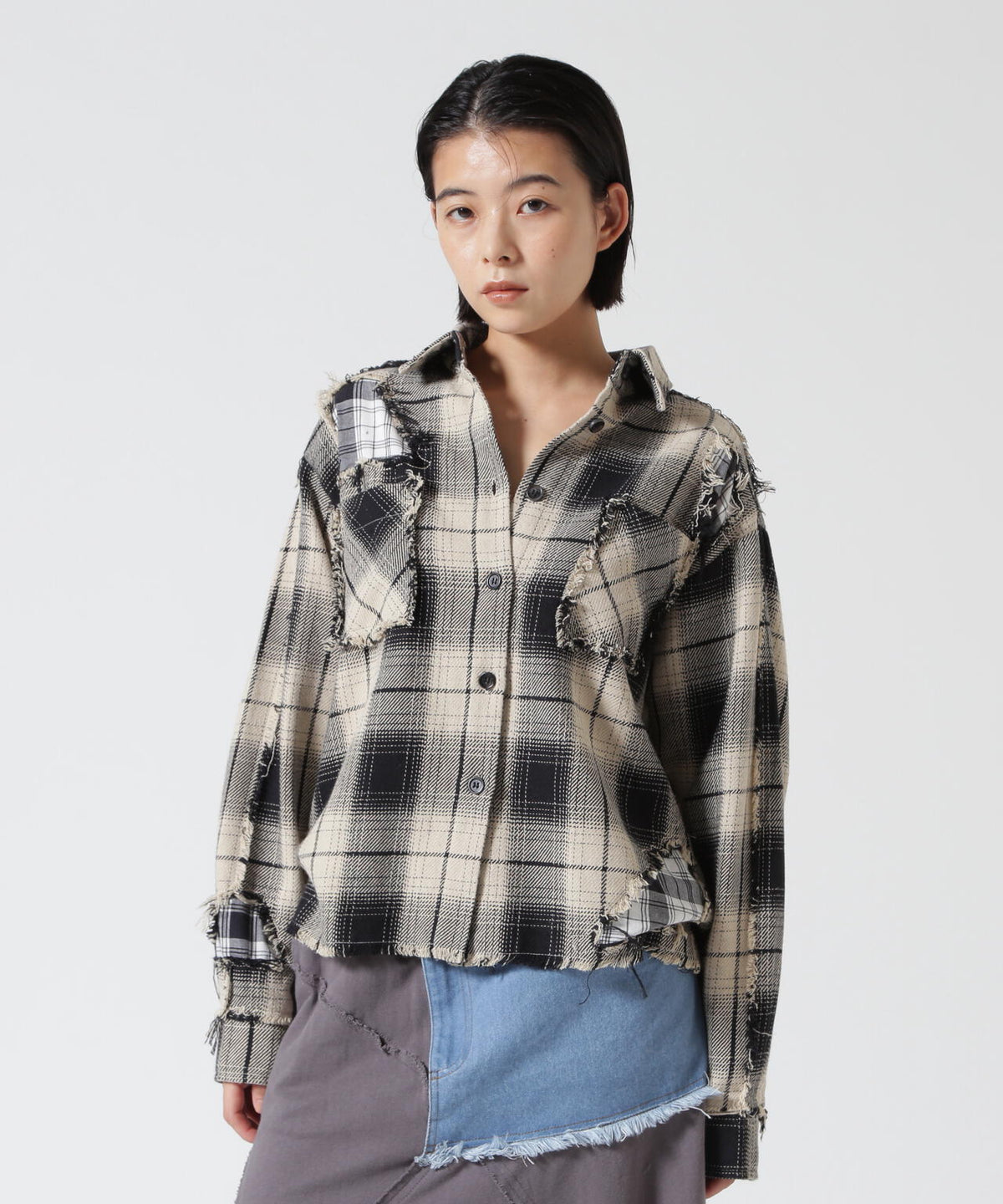 FR(13)NDS/フレンズ/WOMEN DAMAGE CHECK SHIRT