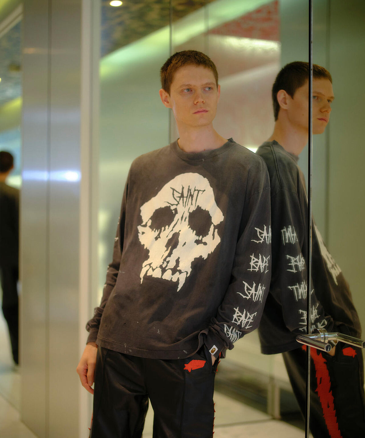 SAINT MICHAEL/セントマイケル/BAPE_LS T-SHIRT/SKULL/BLACK