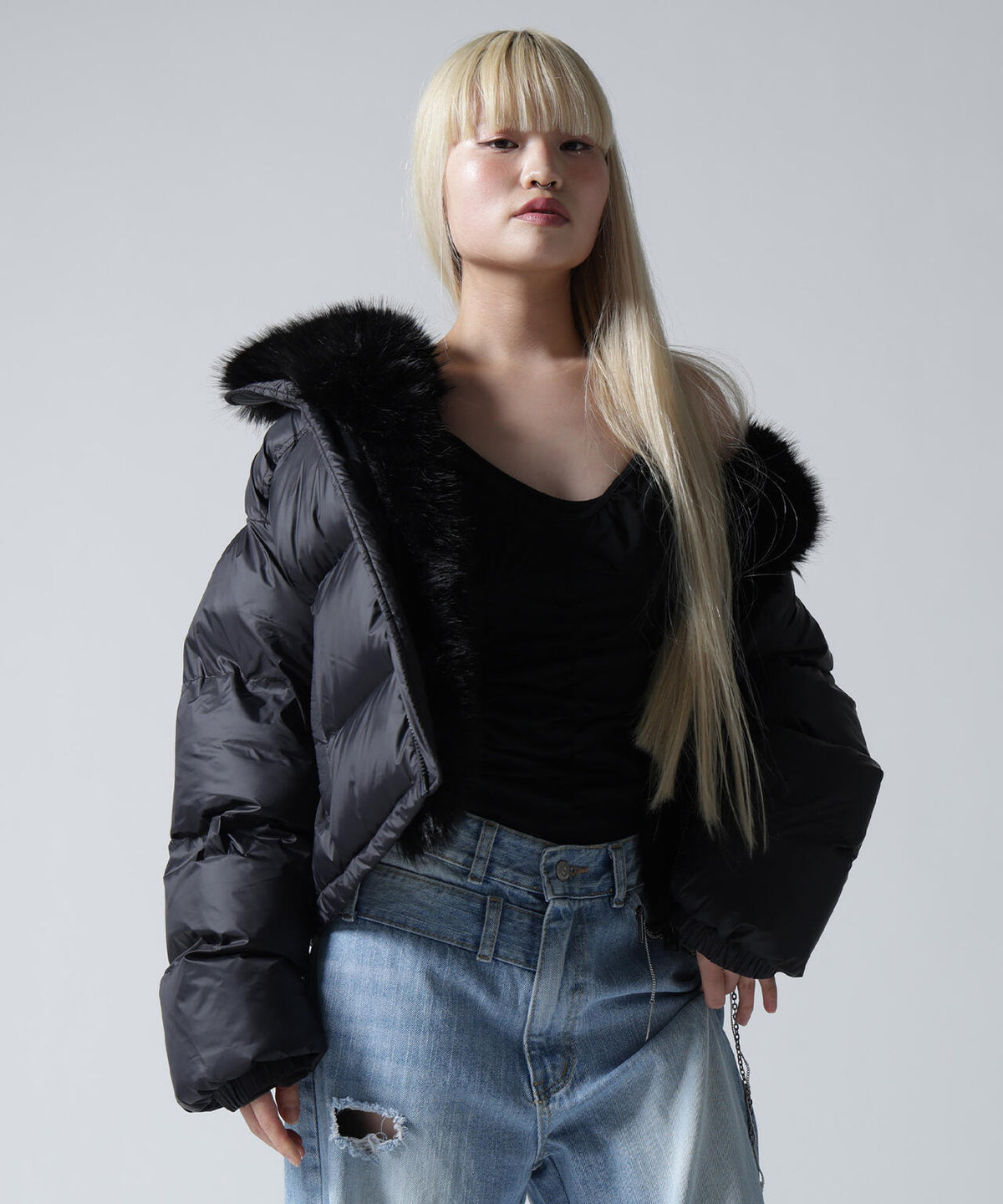 FR(13)NDS/フレンズ/WOMEN NYLON FUR STAND BLOUSON