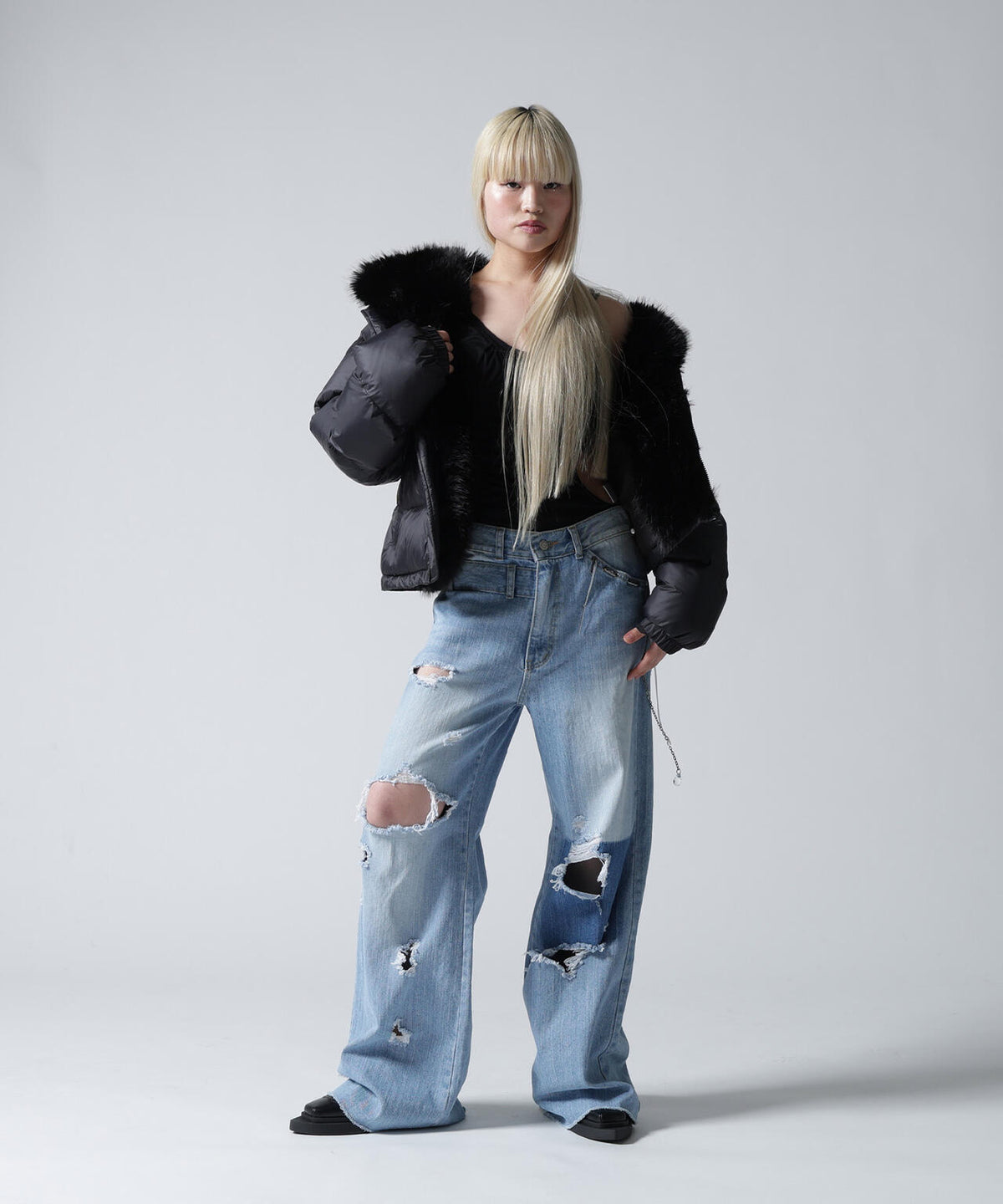 FR(13)NDS/フレンズ/WOMEN NYLON FUR STAND BLOUSON