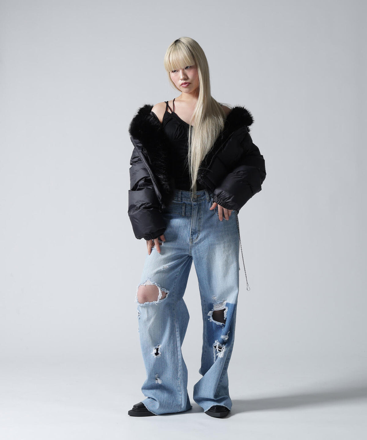 FR(13)NDS/フレンズ/WOMEN NYLON FUR STAND BLOUSON