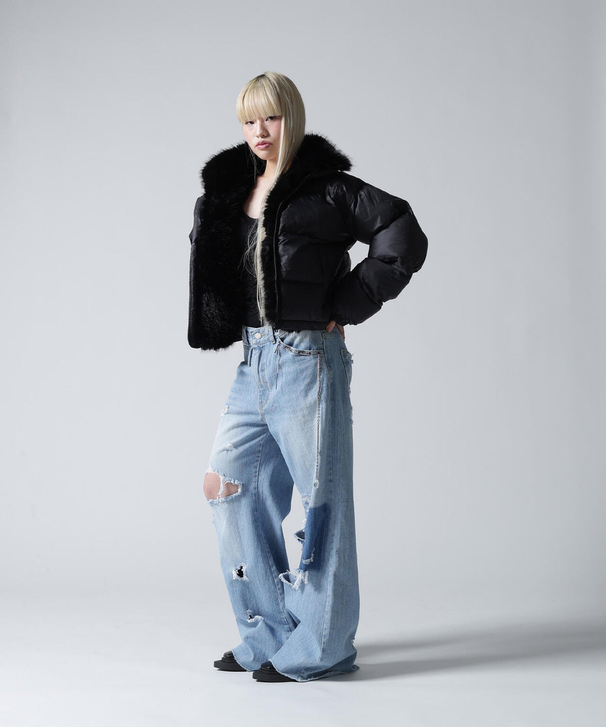 FR(13)NDS/フレンズ/WOMEN NYLON FUR STAND BLOUSON