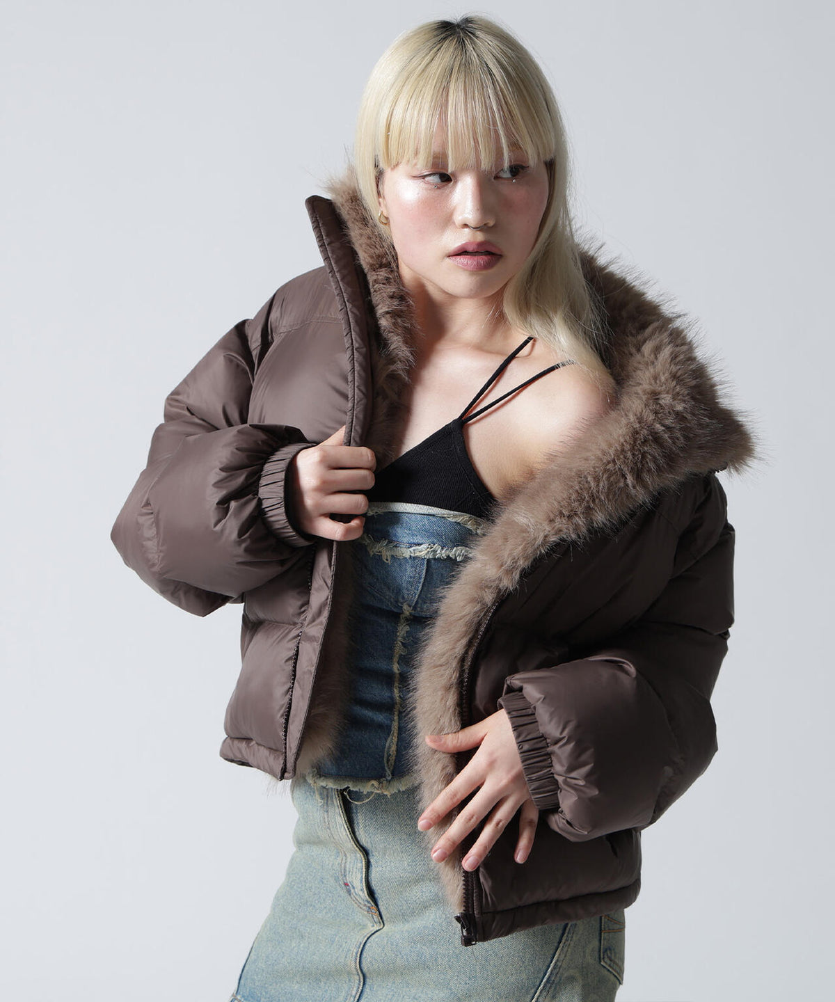 FR(13)NDS/フレンズ/WOMEN NYLON FUR STAND BLOUSON