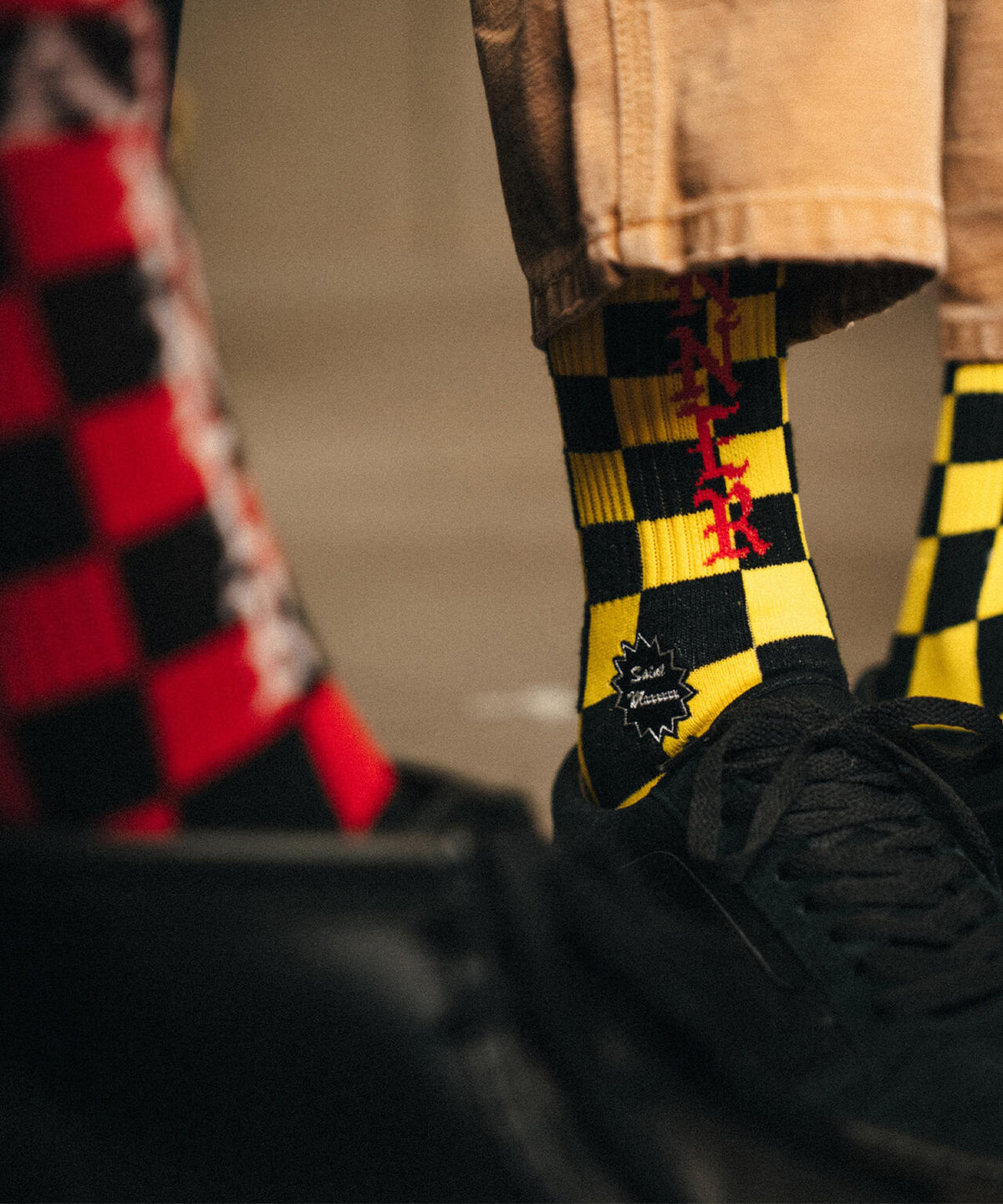 SAINT MICHAEL/セントマイケル/SOCKS/CHECK/BLACK+RED
