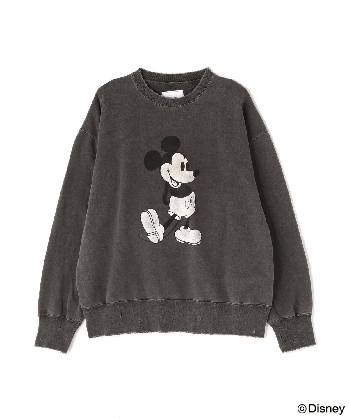 ANCELLM/ "MICKEY PRINT DAMAGE SWEAT SHIRT"