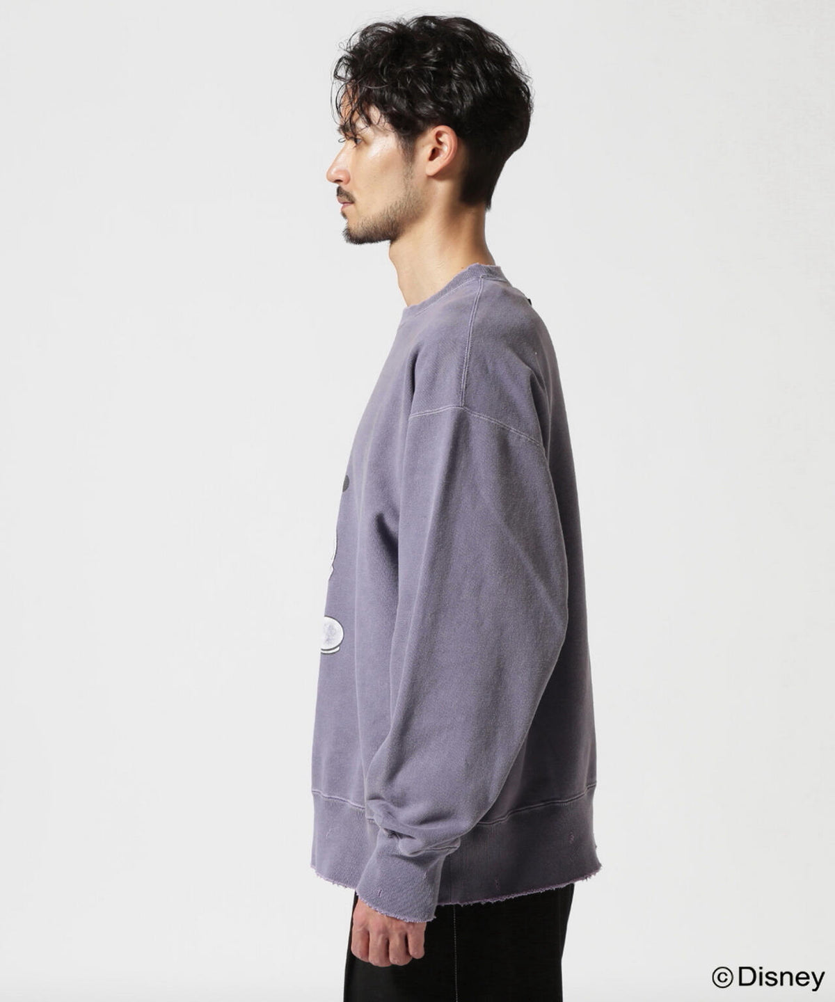 ANCELLM/ "MICKEY PRINT DAMAGE SWEAT SHIRT"