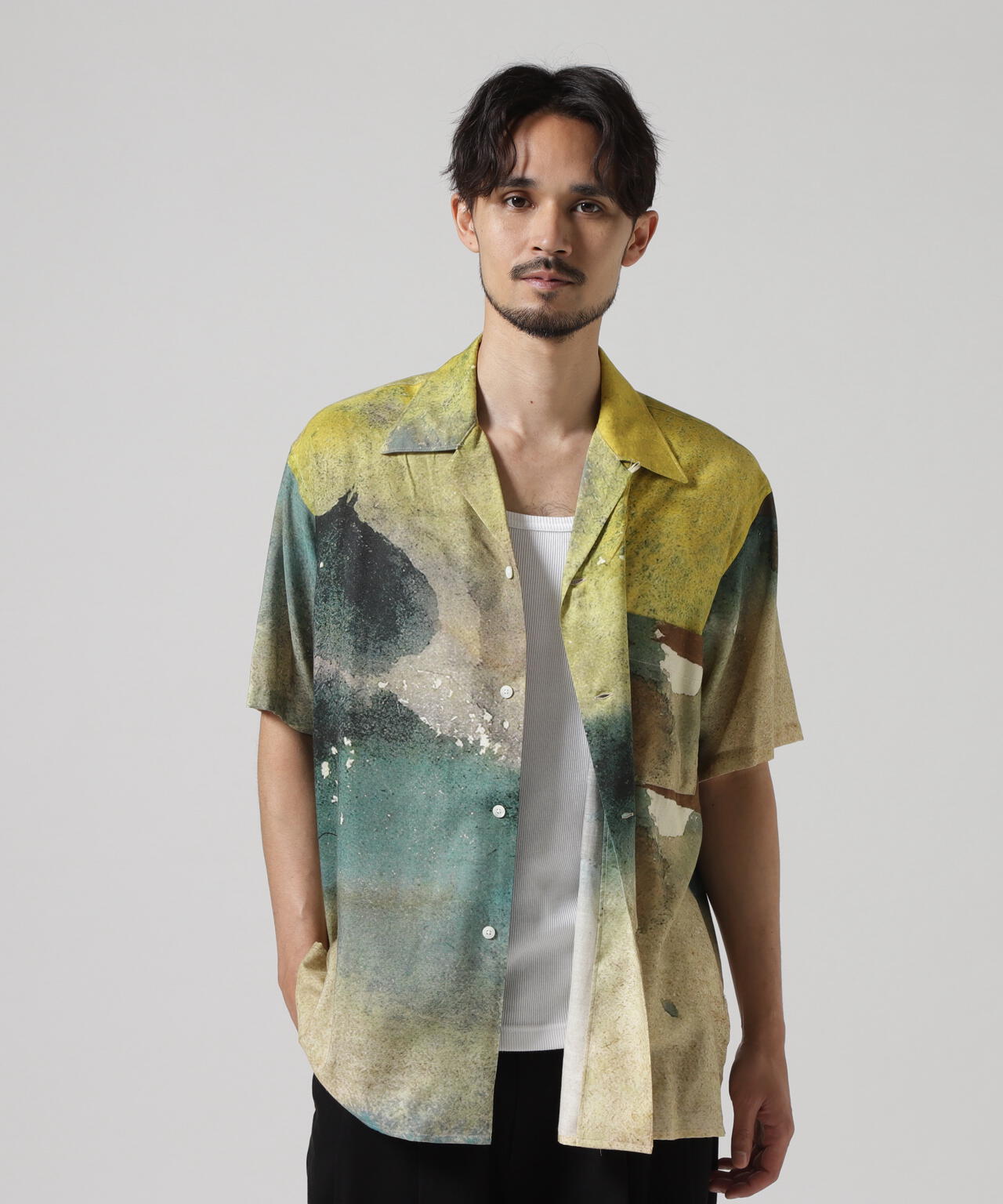 YOKE/ヨーク/LANDSCAPE OPEN COLLER SHIRT