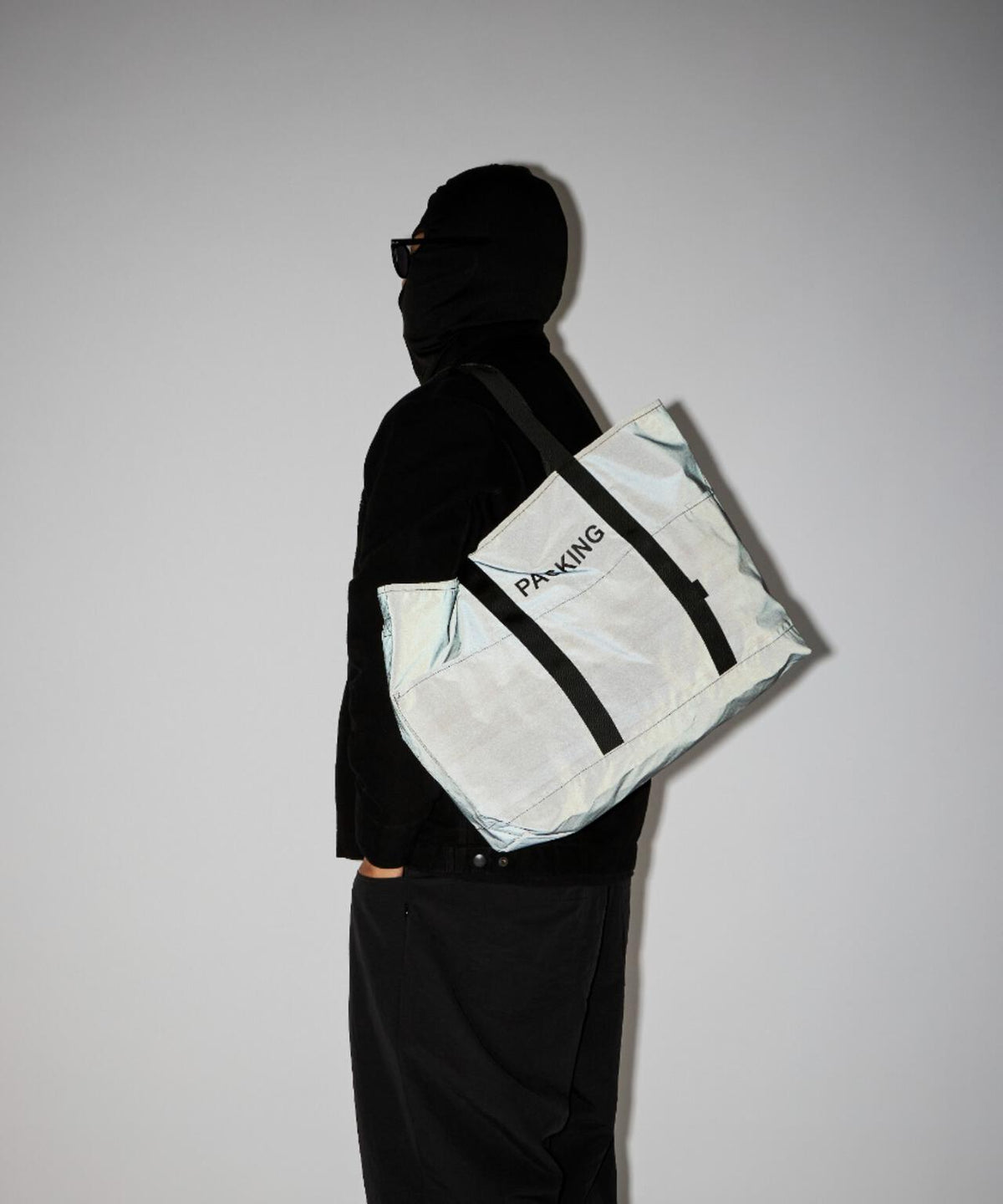 PACKING/パッキング/BLACK REFLECTIVE TOTE/リフレクティブトートバッグ