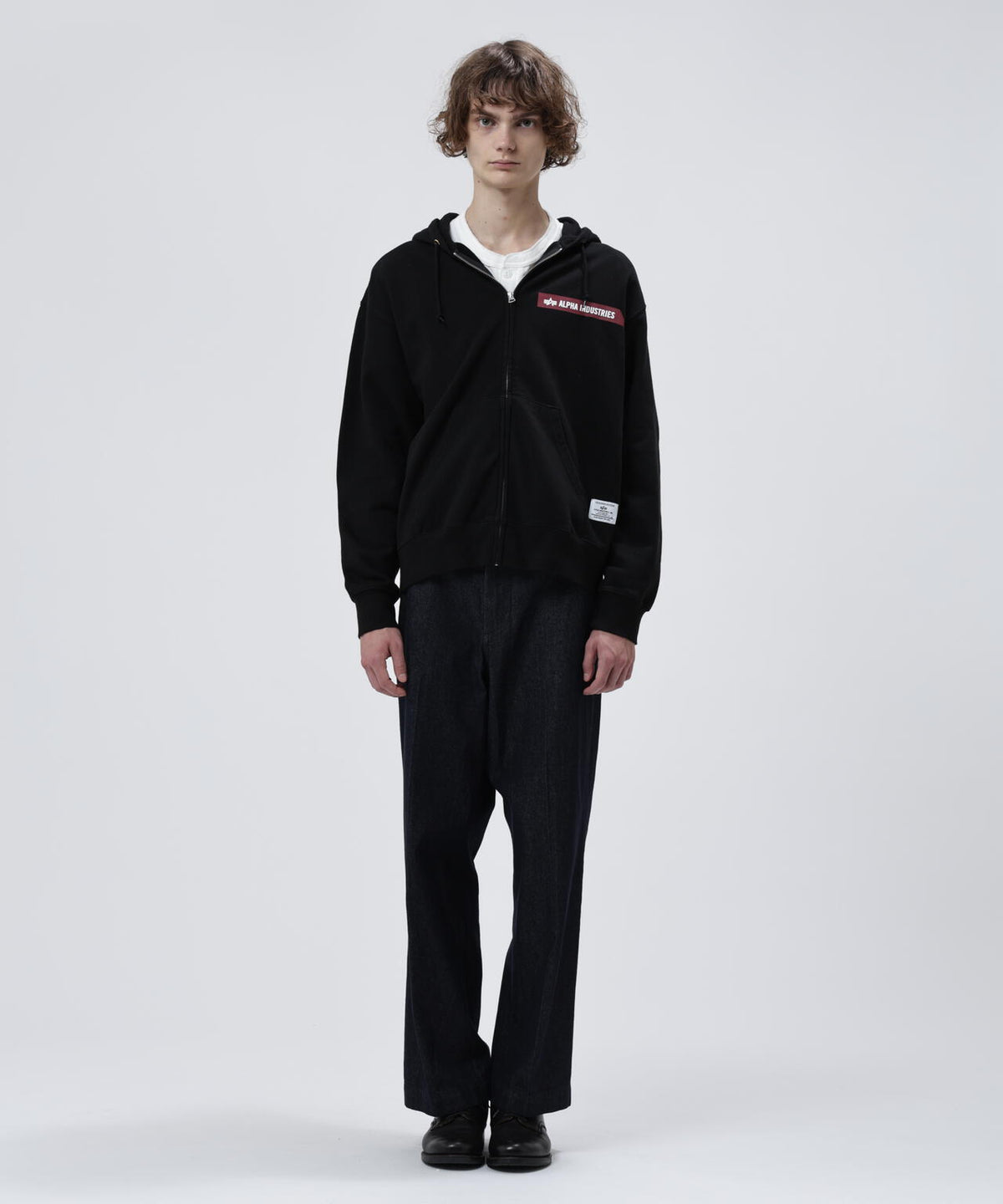 ALPHA RED RIBBON ZIP HOODIE / アルファ レッド リボン ジップ フーディー