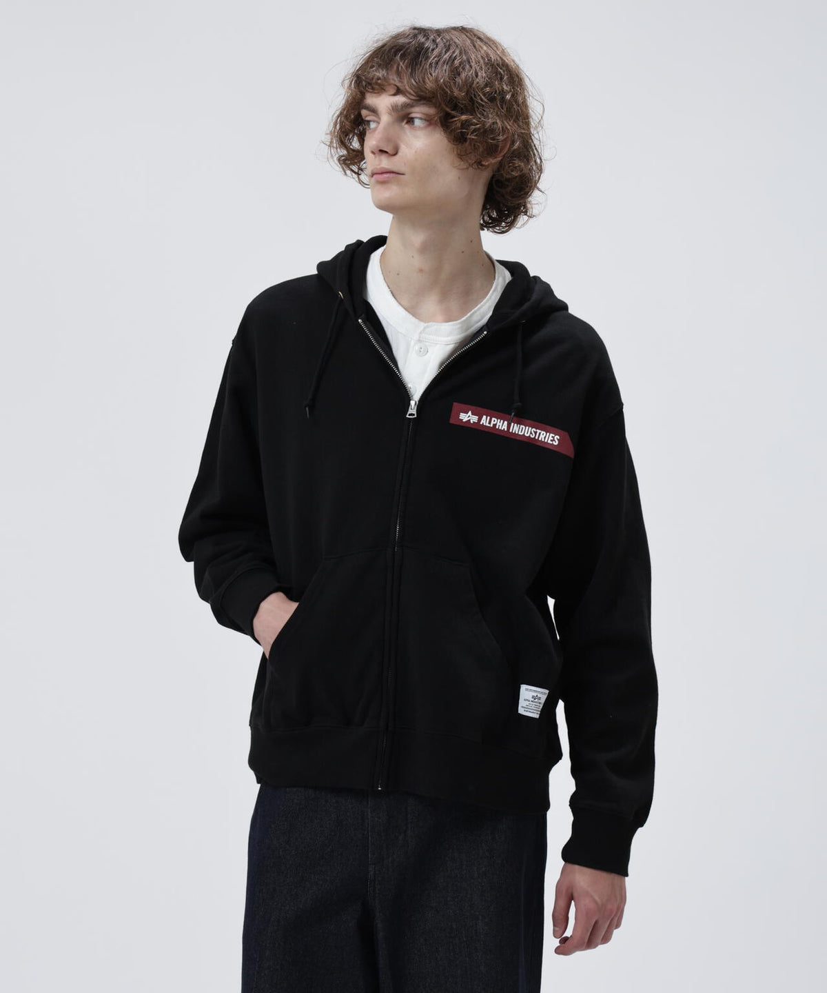 ALPHA RED RIBBON ZIP HOODIE / アルファ レッド リボン ジップ フーディー