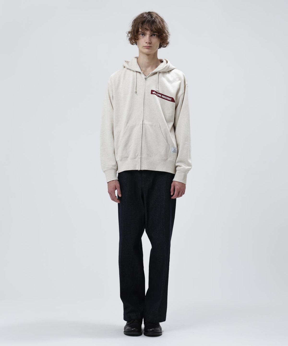 ALPHA RED RIBBON ZIP HOODIE / アルファ レッド リボン ジップ フーディー