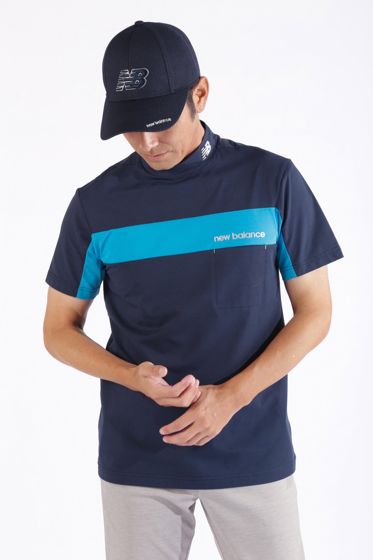 ストレッチ UV メッシュ 半袖 モックネック プルオーバー (MENS WORLD)