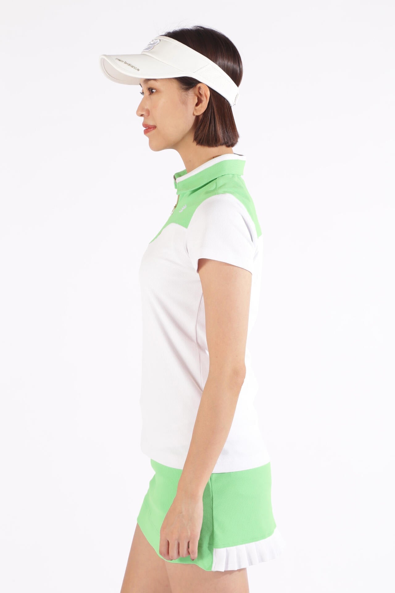 マイクロチェック柄 ハーフジップ カラーシャツ (WOMENS WORLD)
