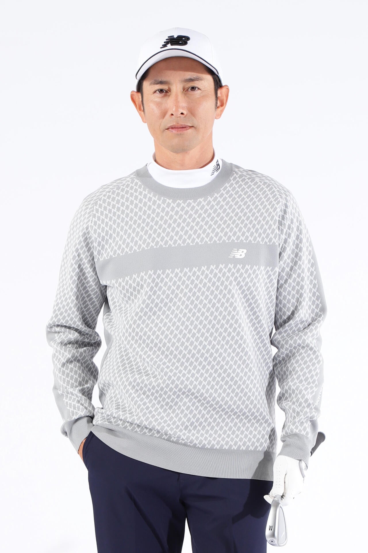 Nチェック柄 クルーネック ニット プルオーバー (MENS WORLD)