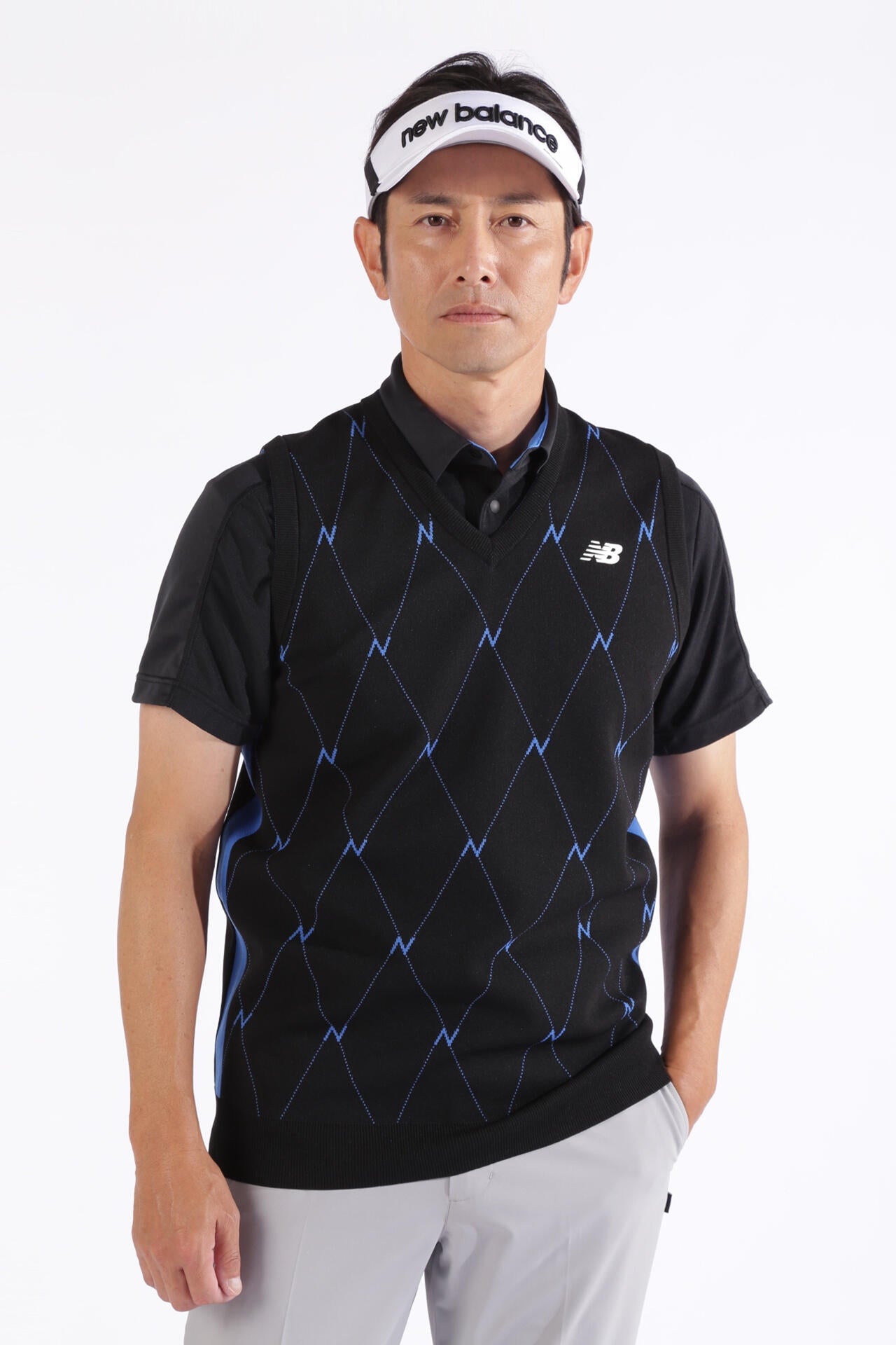 Nアーガイル柄 Vネック ニット ベスト (MENS WORLD)