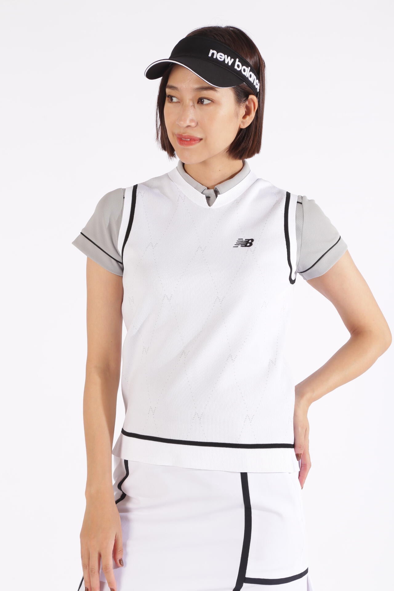 Nアーガイル クルーネック ニット ベスト (WOMENS WORLD)