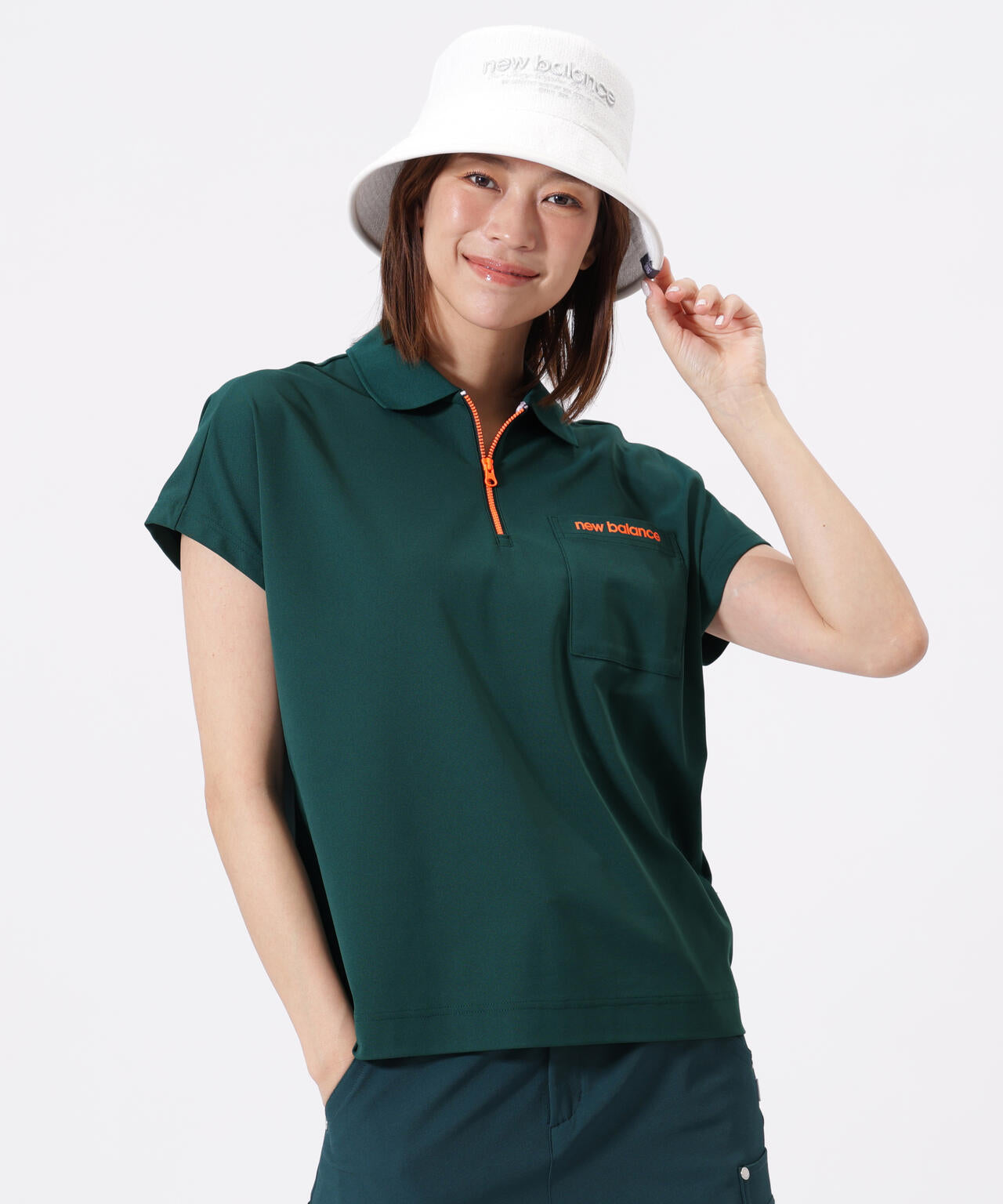 ハーフジップ ビッグ ポロシャツ (WOMENS)