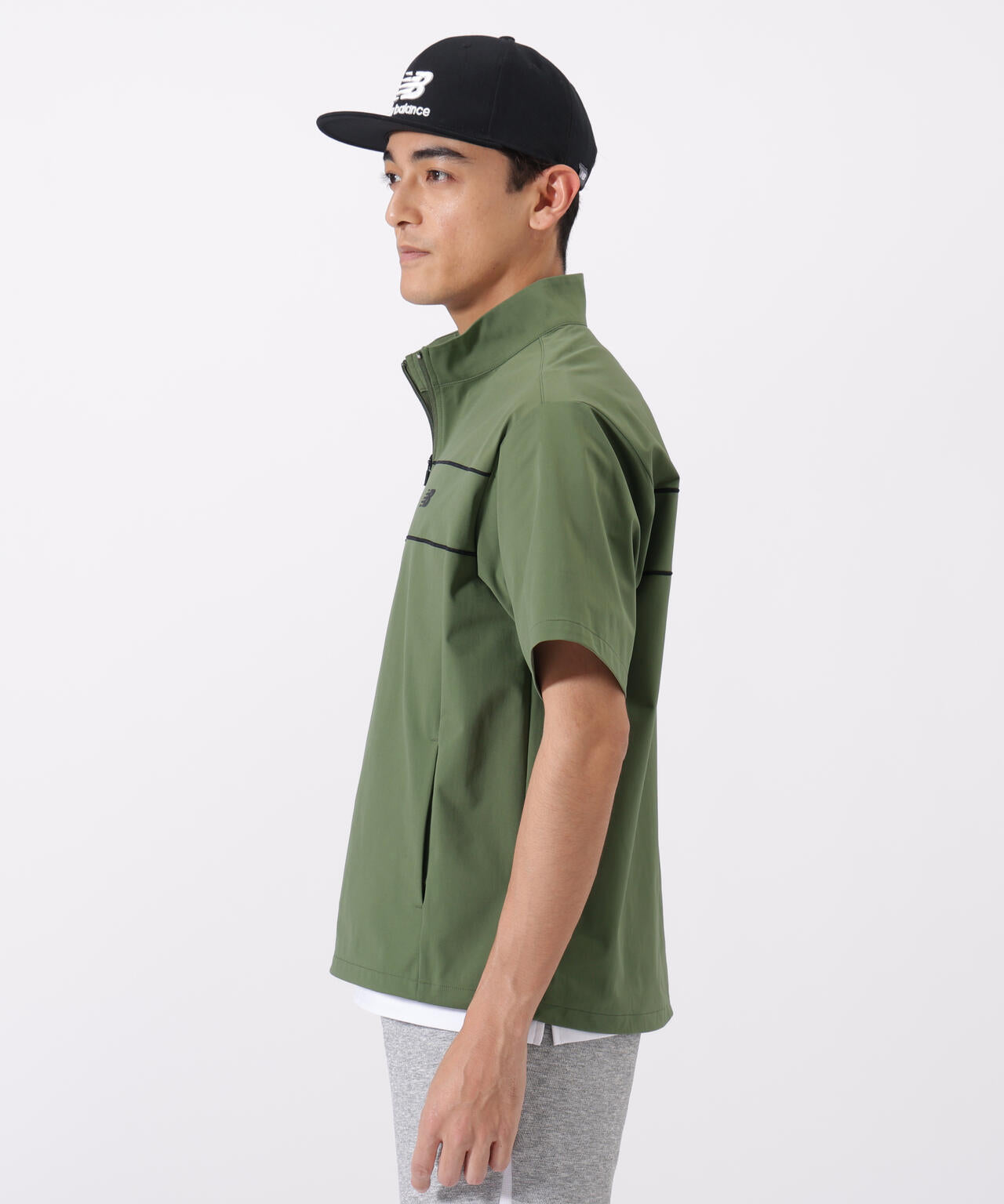 ハーフスリーブ スタンドジップ プルオーバー (MENS)