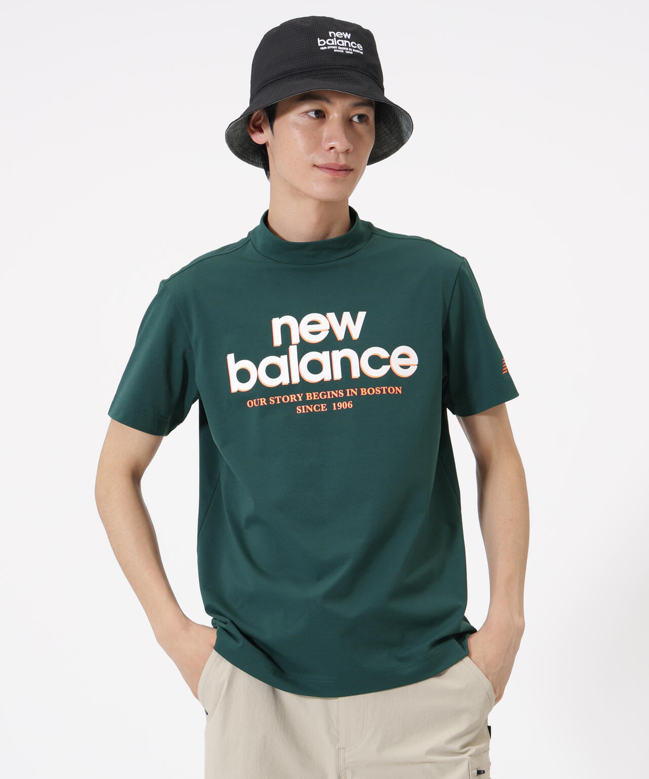 接触冷感 半袖 モックネック プルオーバー (MENS)