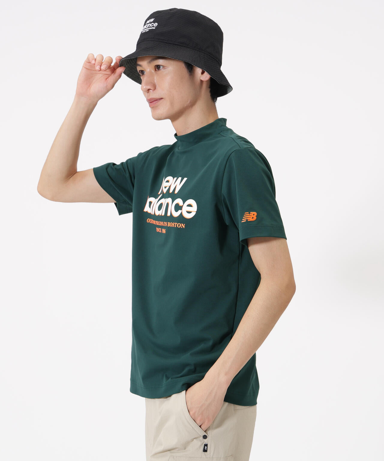 接触冷感 半袖 モックネック プルオーバー (MENS)