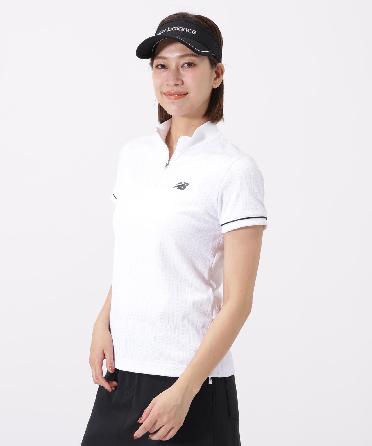 リフレクト・オーバーラップロゴ柄 ハーフジップ モックネック プルオーバー (WOMENS)