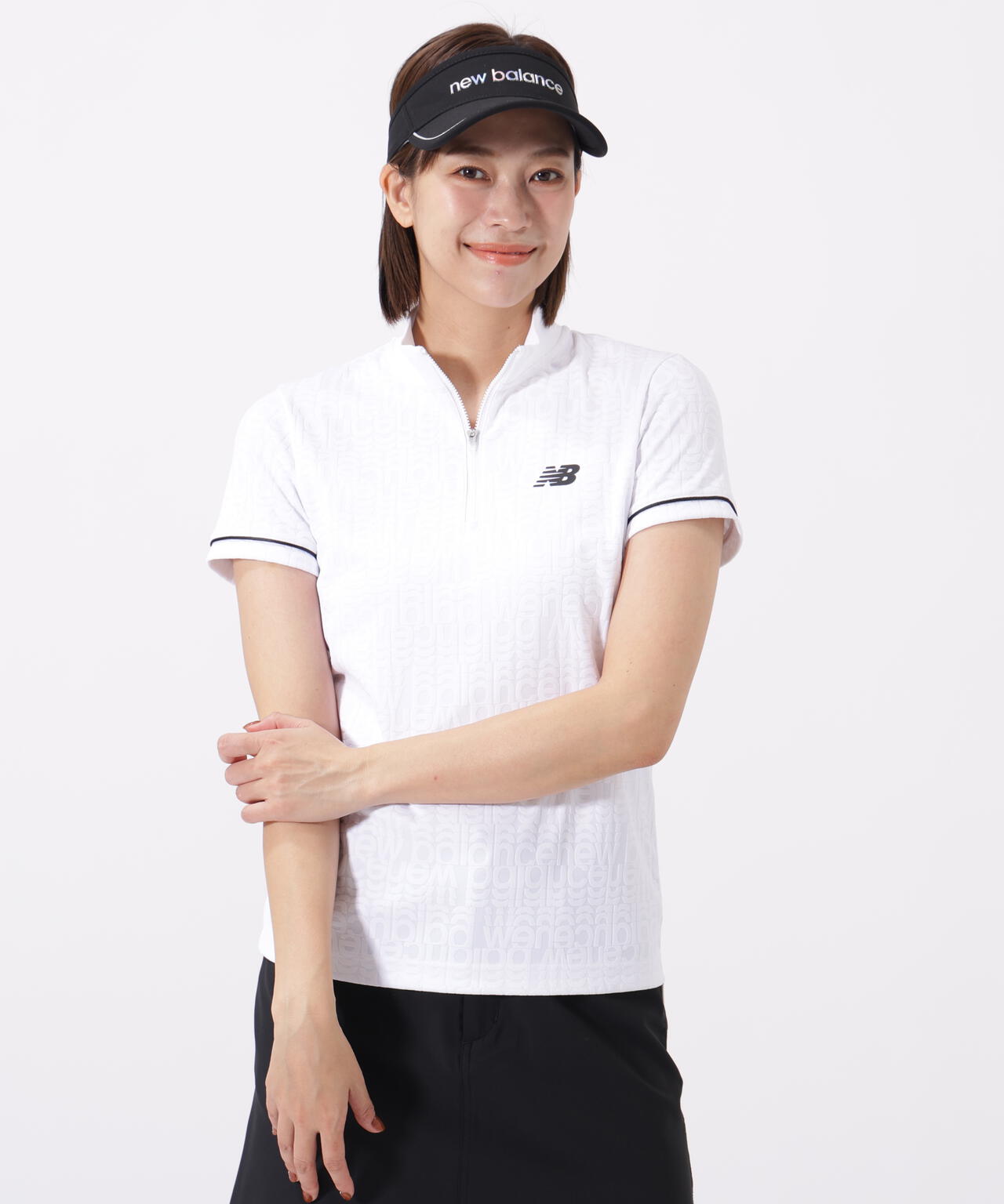 リフレクト・オーバーラップロゴ柄 ハーフジップ モックネック プルオーバー (WOMENS)