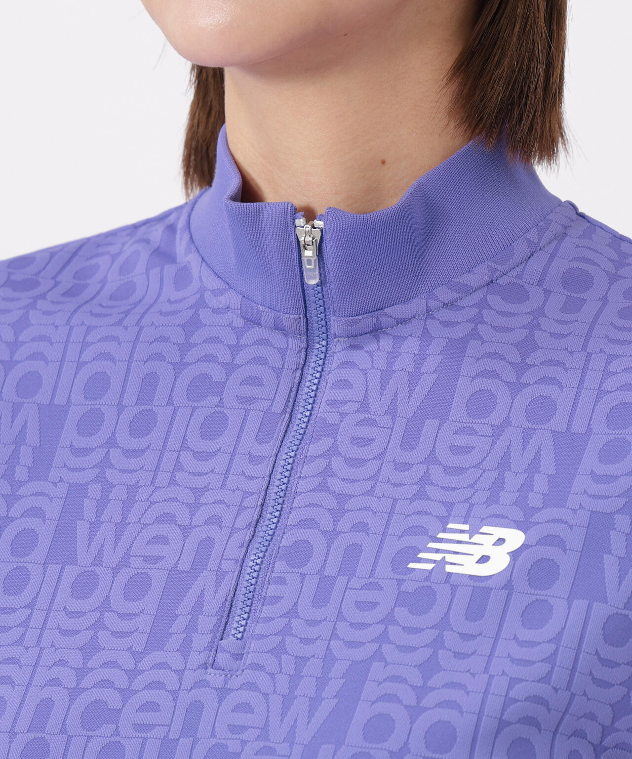 リフレクト・オーバーラップロゴ柄 ハーフジップ モックネック プルオーバー (WOMENS)