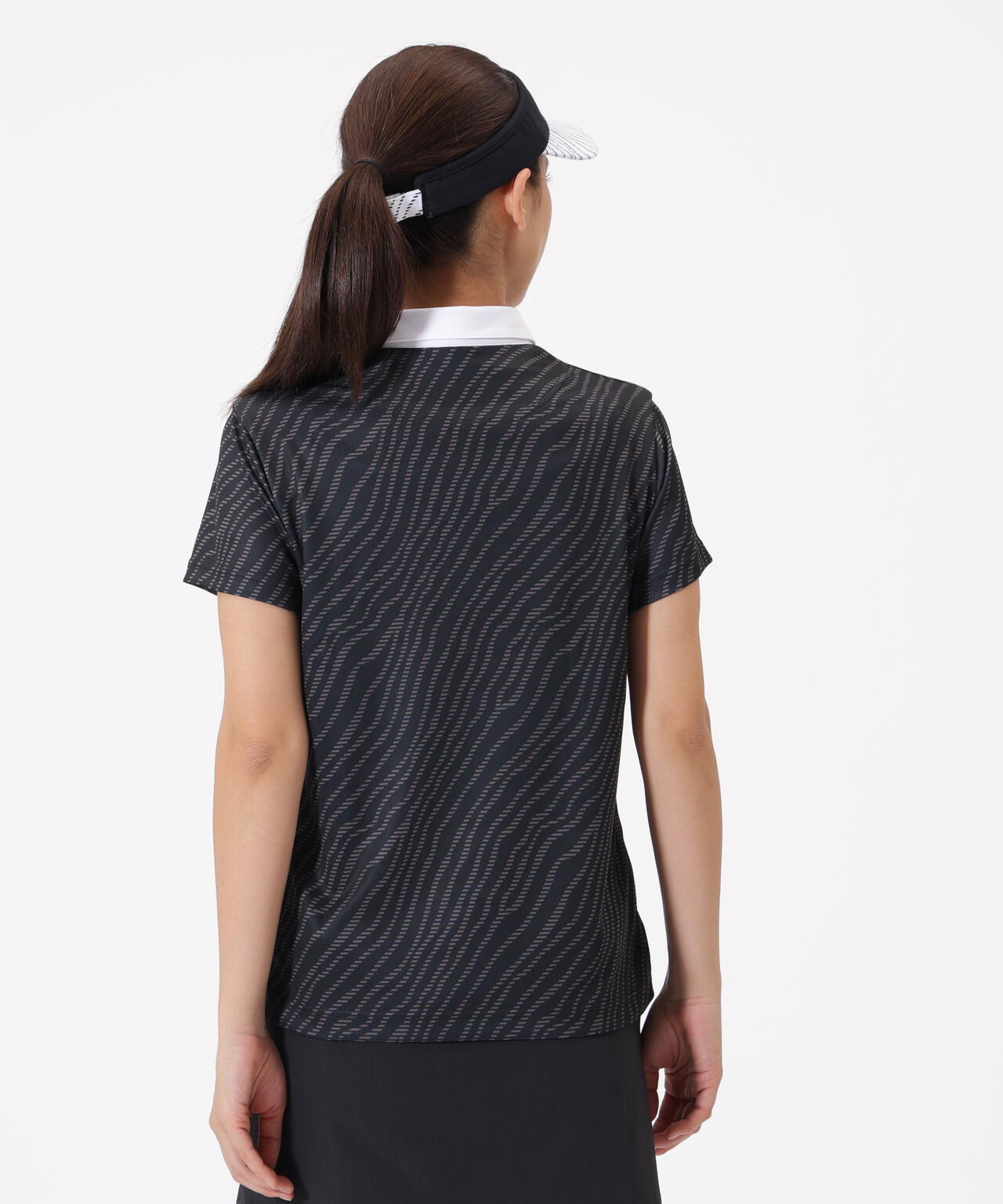 ストライプゼブラ柄 半袖 カラーシャツ (WOMENS)