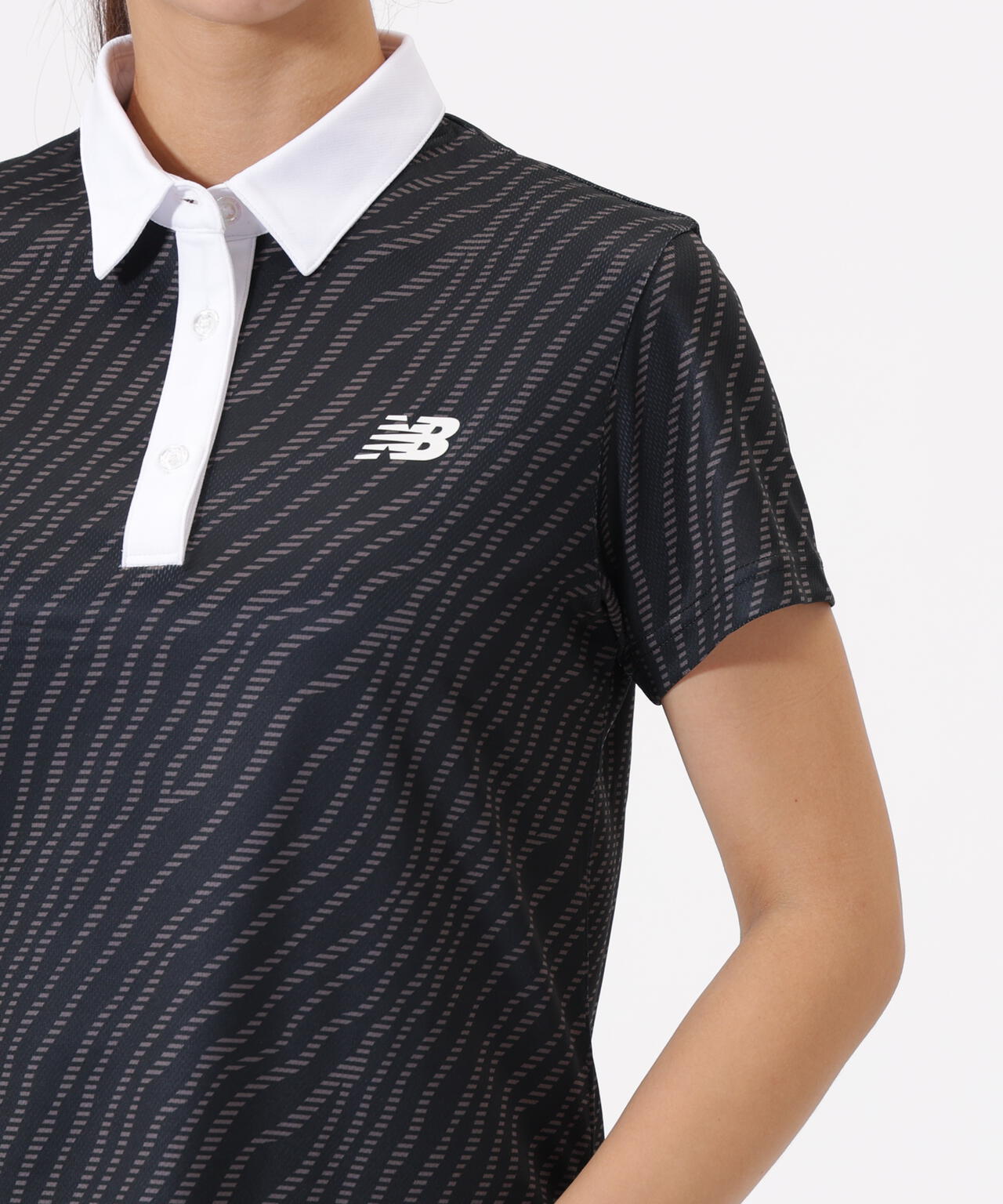 ストライプゼブラ柄 半袖 カラーシャツ (WOMENS)