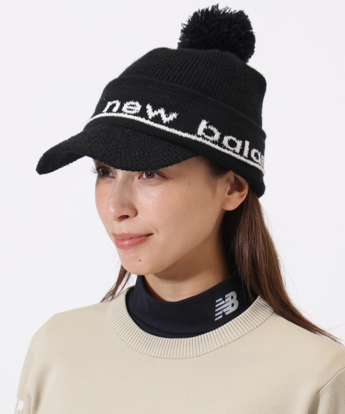 ポンポン付き ブリムビーニー (WOMENS)
