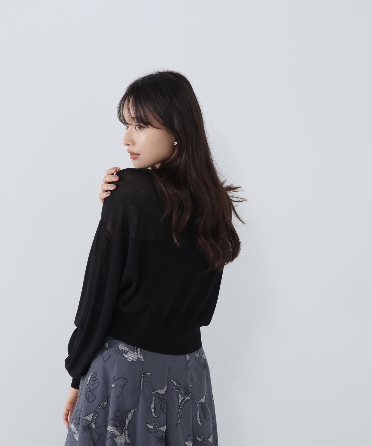 フォルムスリーブシアーカーディガン＊