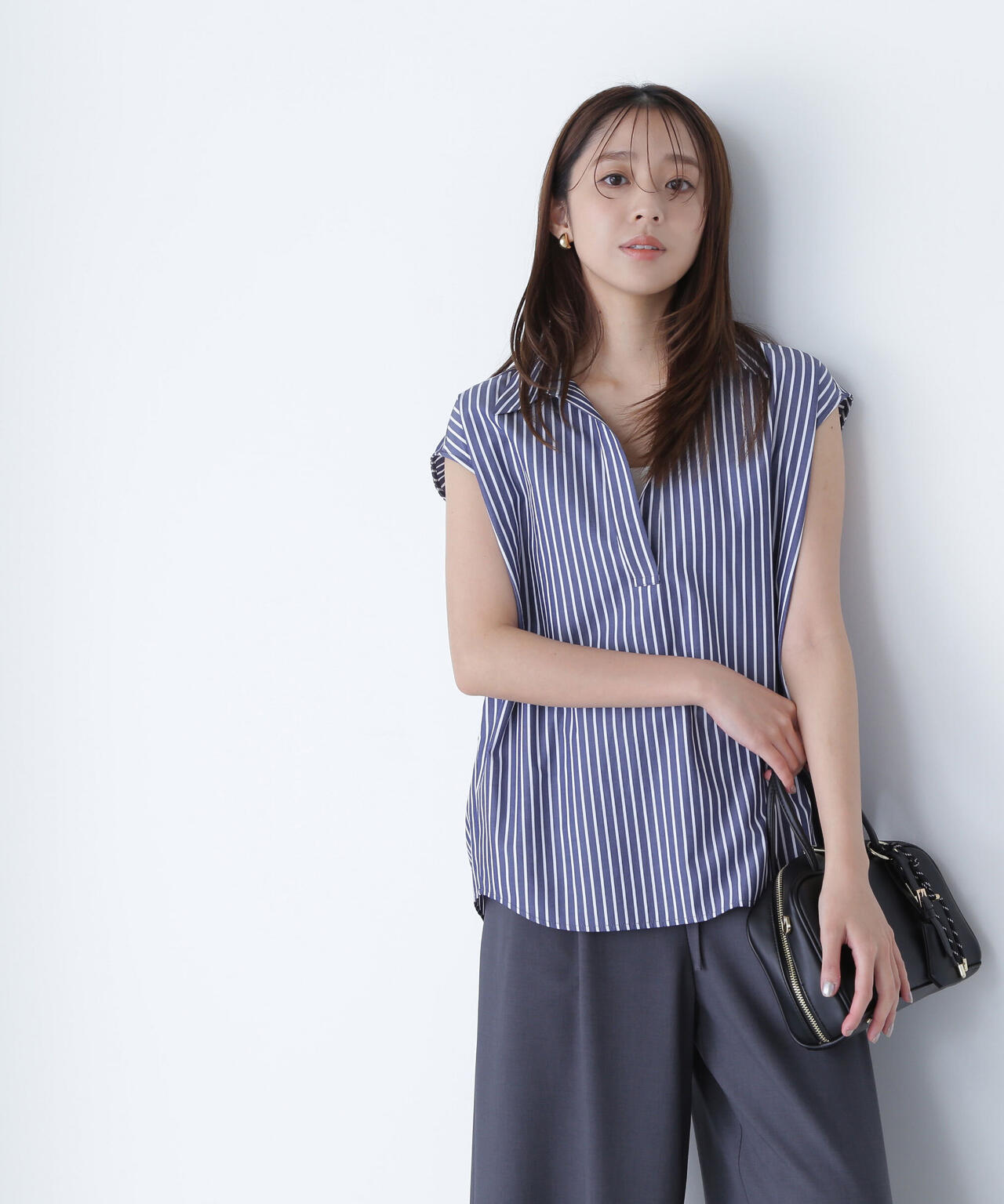 ストライプスキッパーフォルムシャツ*