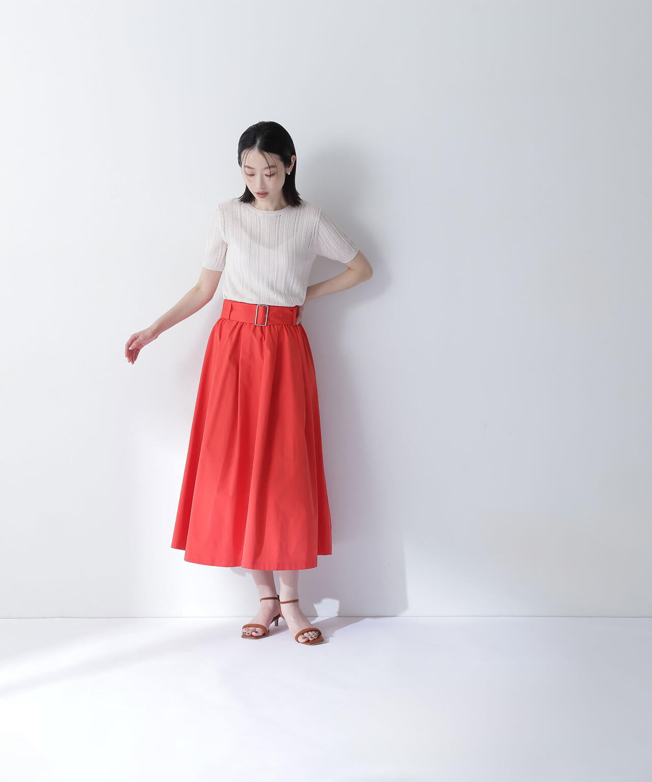 ワイドベルトタフタスカート*