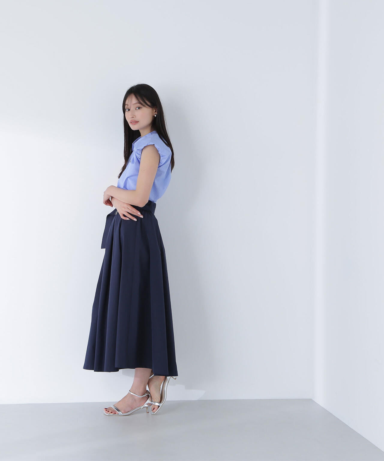 ワイドベルトタフタスカート*