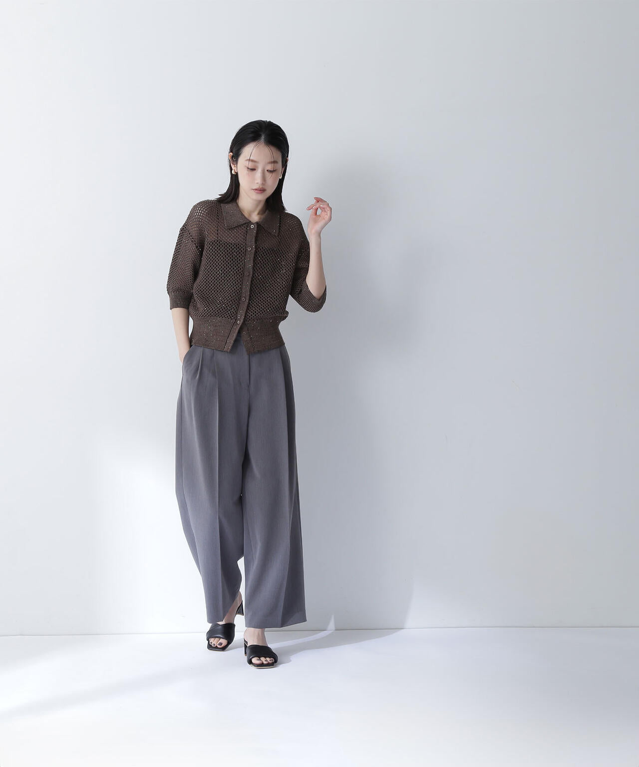 ＜骨格ナチュラル＞ツータックワイドパンツ*