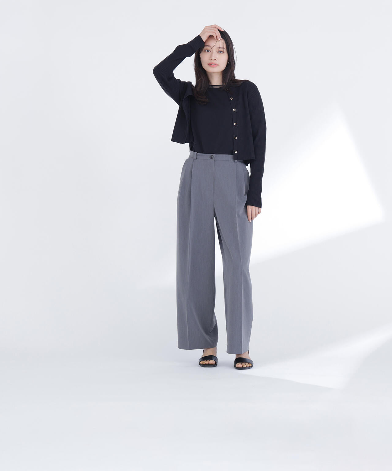 ＜骨格ナチュラル＞ツータックワイドパンツ*