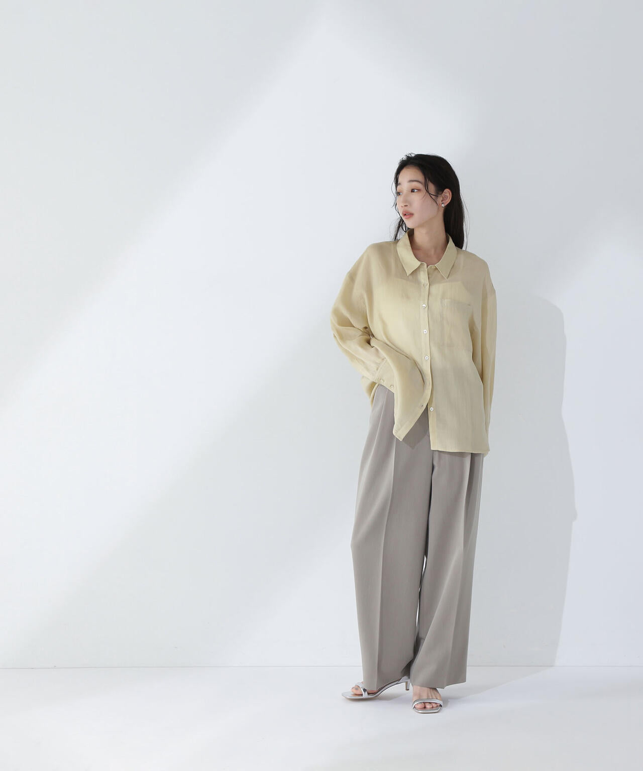 ＜骨格ナチュラル＞ツータックワイドパンツ*